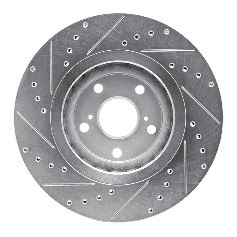 Lexus NX200T Brake Rotor (1) - Front Right - R1 Concepts - Drilled & Slotted - Silver - `08-`21